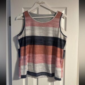 Striped Sleeveless Top - Pink, Blue, and White